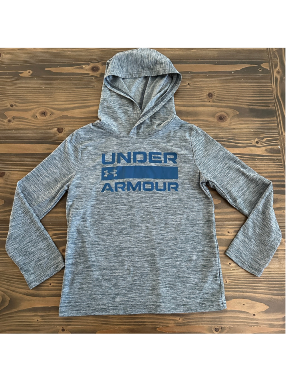 Boys Under Armour Lightweight Performance Hoodie YSM Gray Blue Athletic Pullover